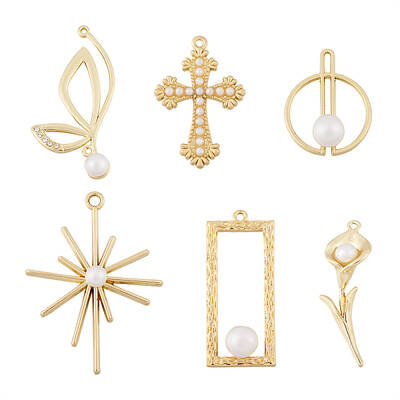 12Pcs 6 Style Alloy Pendants