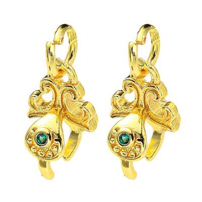 Brass Micro Pave Green Cubic Zirconia Ice Pick Pinch Bails