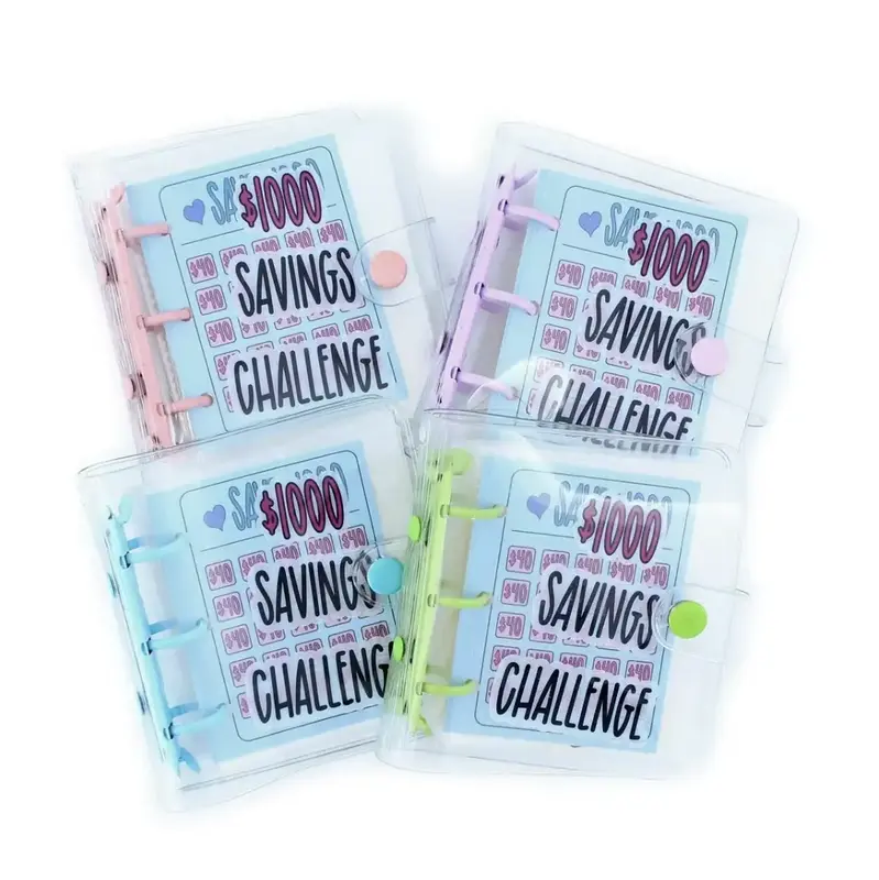 Mini Money Saving Binder, $1000 Money Saving Challenge Book Budget Binder with Envelopes Portable Deposit Anytime Anywhere，...