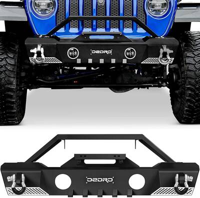 OEDRO Stubby Front Bumper for 2007-2018 Jeep Wrangler JK, 2018-2025 Jeep Wrangler JL & Unlimited JLU (2/4 Doors), 2020-2025 G...