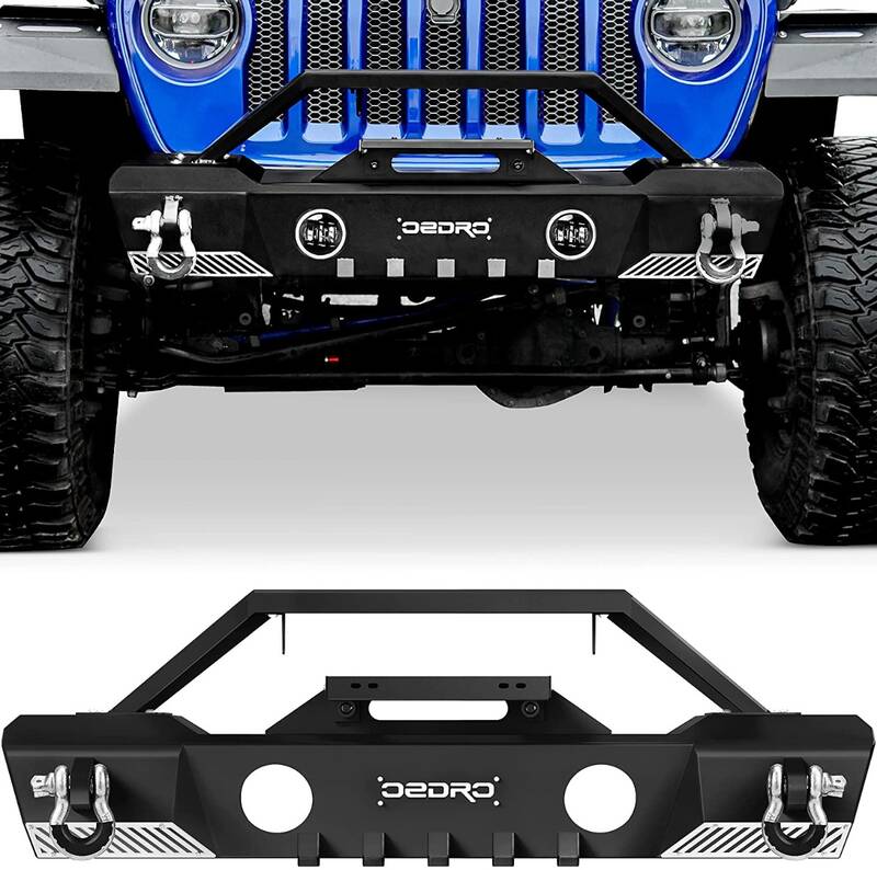 OEDRO Stubby Front Bumper for 2007-2018 Jeep Wrangler JK, 2018-2025 Jeep Wrangler JL & Unlimited JLU (2/4 Doors), 2020-2025 G...