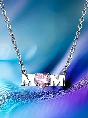 Letter Detail Pendant Necklace As Gift, 2024 New Style Heart Shaped Artificial Gemstone Decor Necklace, Gifts for Girlfriend,...