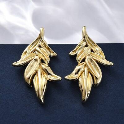 Leaf Brass Stud Earrings