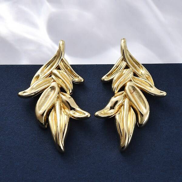 Leaf Brass Stud Earrings