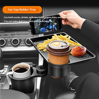 Car Cup Holder Extender and Tray, Removable 3-in-1 Mobile Car Dining Tray with 360° Swivel Car Dining Tray, Car Cup Holder E...