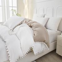 Solid Color Bedding Set, 3 Counts/set Including 1 Machine Washable Duvet Cover & 2 Pillowcase without Filler, Pleated Duvet C...