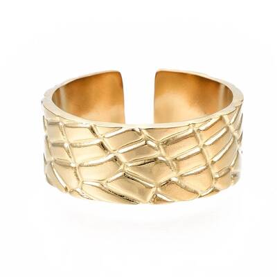 304 Stainless Steel Textured Open Cuff Ring