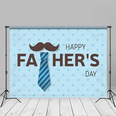 Stars Blue Simple Happy Fathers Day Photo Backdrops - Aperturee