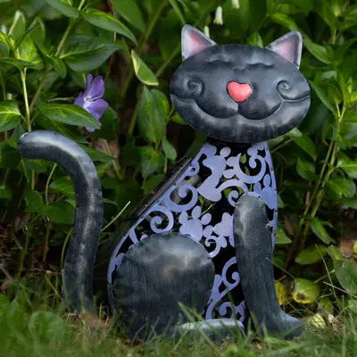 Pet Metal Solar Light Statue - Cat