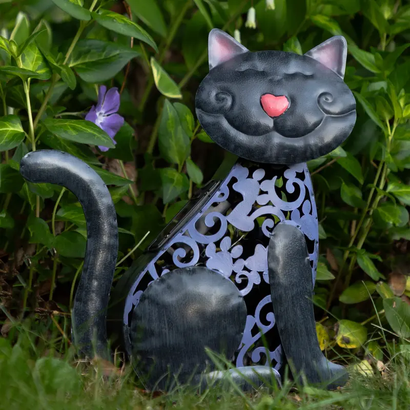 Pet Metal Solar Light Statue - Cat