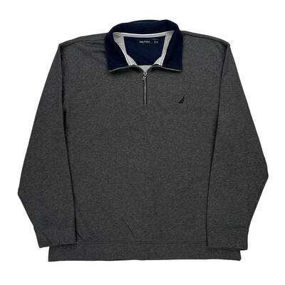 Nautica 1/4 Zip - 2XL Grey Cotton Blend