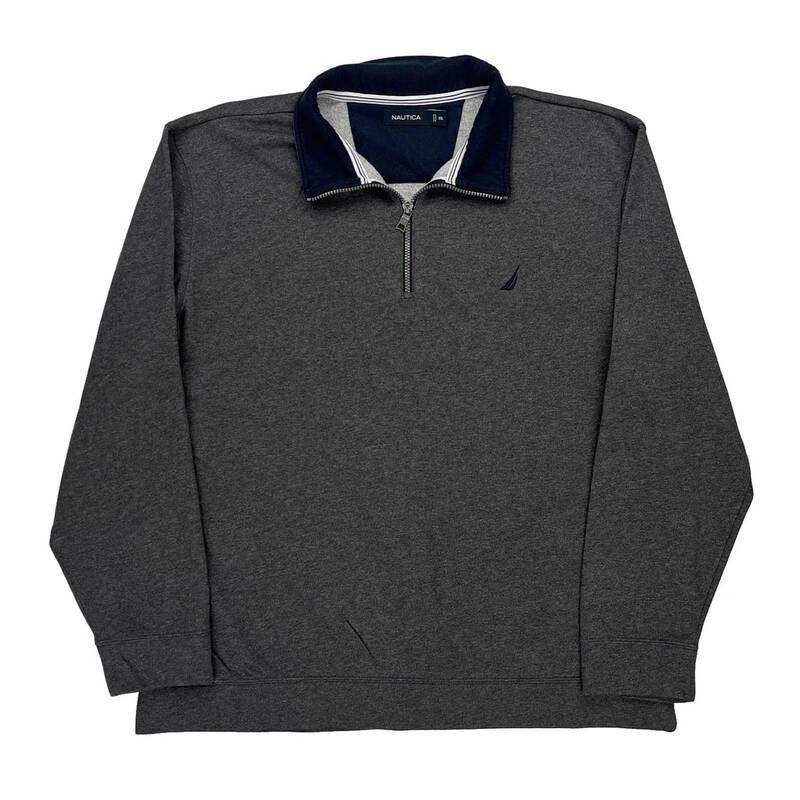 Nautica 1/4 Zip - 2XL Grey Cotton Blend