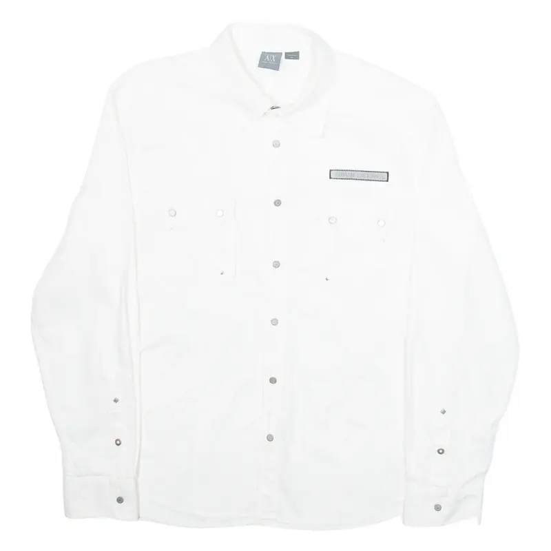 ARMANI EXCHANGE Mens Plain Shirt White Long Sleeve XL