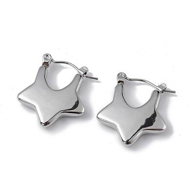 Non-Tarnish 304 Stainless Steel Star Thick Hoop Earrings for Women