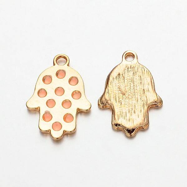 Light Gold Plated Alloy Enamel Hamsa Hand/Hand of Fatima/Hand of Miriam Pendants for Buddha Jewelry
