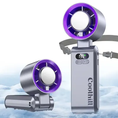 Coolhill Portable fan Handheld Turbo Fan, 199 Gear Wind, Battery Operated, Up to 10 Working Hours, 3 IN 1 Hand Fan with Air T...