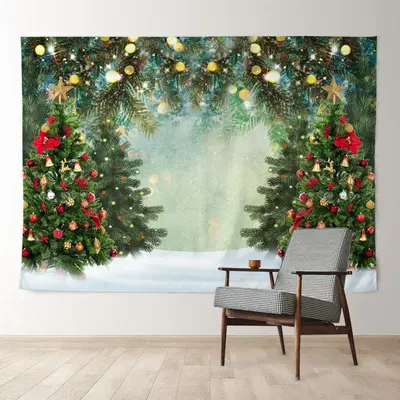 Aperturee Glitter Bauble Forest Trees Christmas Backdrop