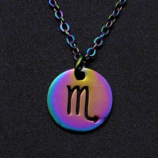 Rainbow Color Stainless Steel Constellation Pendant Necklace for Women