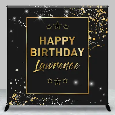 Black Gold Glitter Custom Name Birthday Backdrop - Aperturee