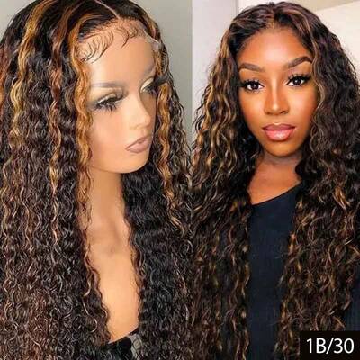 5*5 Transparent HD Lace Wig Highlight Deep Wave Wig Brazilian Virgin Human Hair Wigs