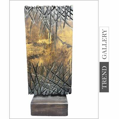 Abstract Wood Square Sculpture Modern Table Statue Creative Art Table Figurine | FIELD 17"x7"