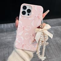 Fashion Bow Pattern Phone Case with Lanyard, Decorative Phone Protector Cover, Phone Accessories Compatible with iPhone 15 14...