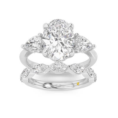 Celestia Lab Grown Oval Diamond Engagement Ring with The Elara Wedding Band | 18K White Gold 2 5/8 ct. tw.