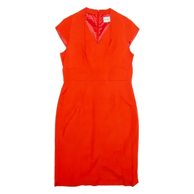 REISS Pencil Dress Orange Short Sleeve Knee Length Womens UK 10