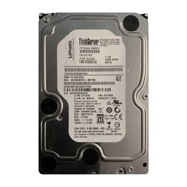03T7726 Lenovo 1TB 6Gb/s SATA 7200 3.5-Inch Hard Drive