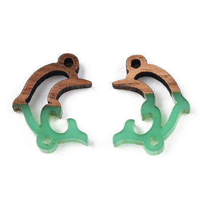 Opaque Resin & Walnut Wood Connector Charms