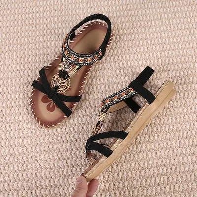 Women's Floral Print Summer Sandals Bohemian Style Summer Vacation Sandals