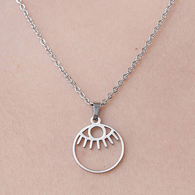 Non-Tarnish 201 Stainless Steel Hollow Eye Pendant Necklace