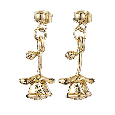 Flower Brass Dangle Earrings