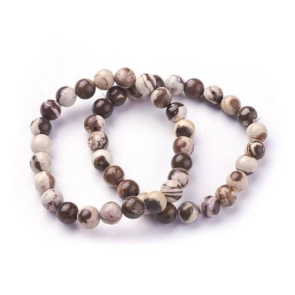 Natural Zebra Jasper Beads Stretch Bracelets