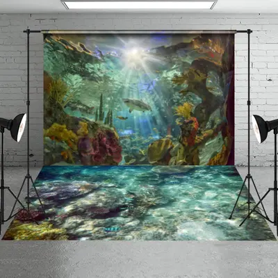 Summer Sunshine Shark Backdrop+Under The Sea Floor Mat - Aperturee
