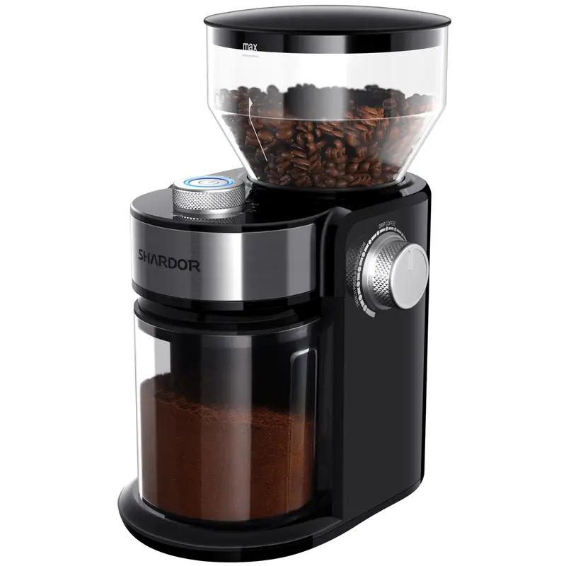 SHARDOR CG835 Adjustable Burrs Electric Coffee Grinder, 16 Precise Grinder Settings for 2-14 Cups, Black. Metallic Grinding F...