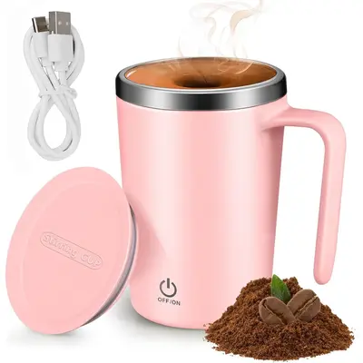 Electric Self Stirring Mug, 1 Count USB Charging Automatic Magnetic Coffee Cup, Waterproof Automatic Blending Cup, Stainless ...