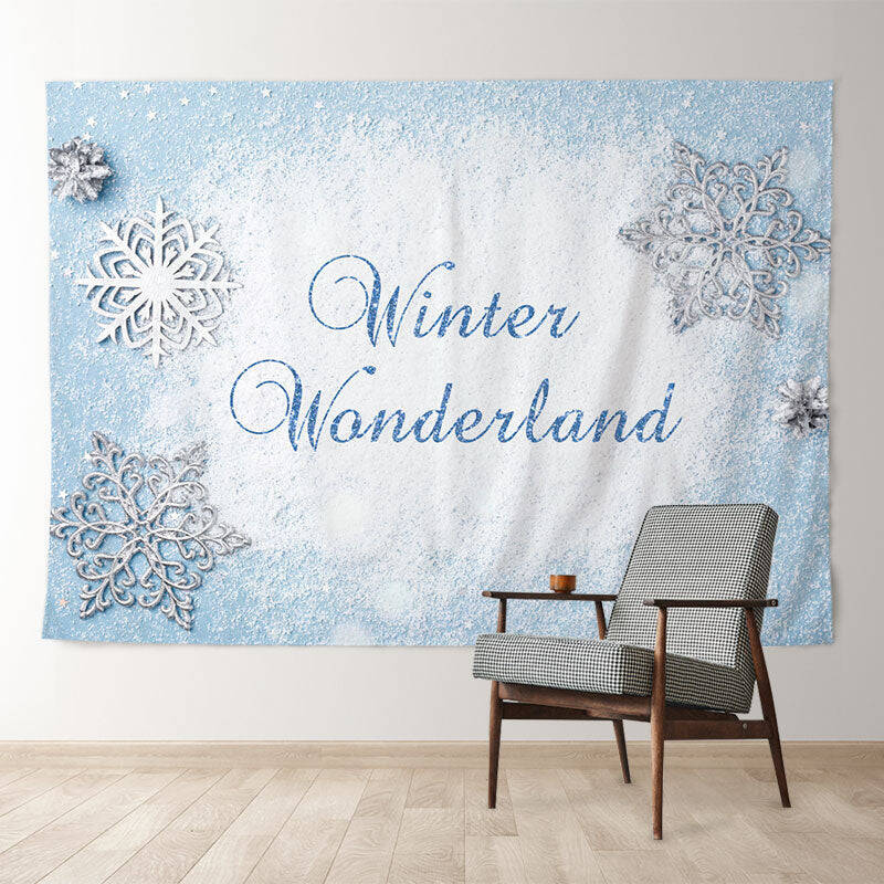 Aperturee Light Blue Winter Wanderland Holiday Backdrop