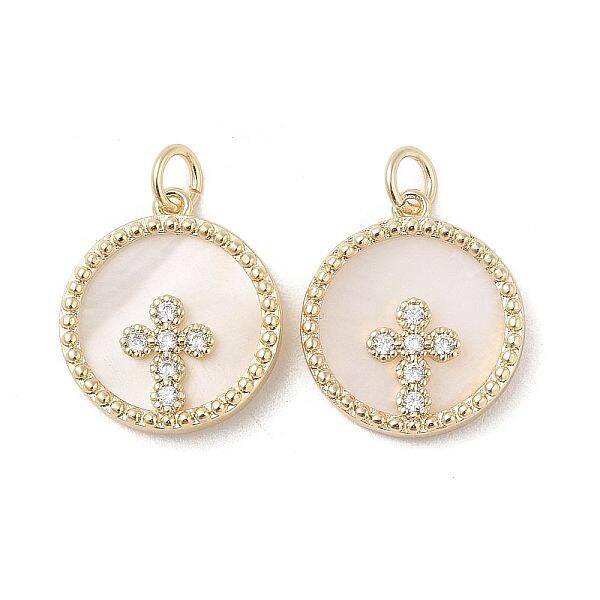 Brass Pendants Pave Shell