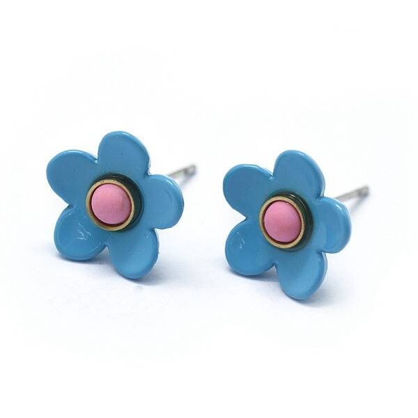Spray Painted Brass Stud Earrings