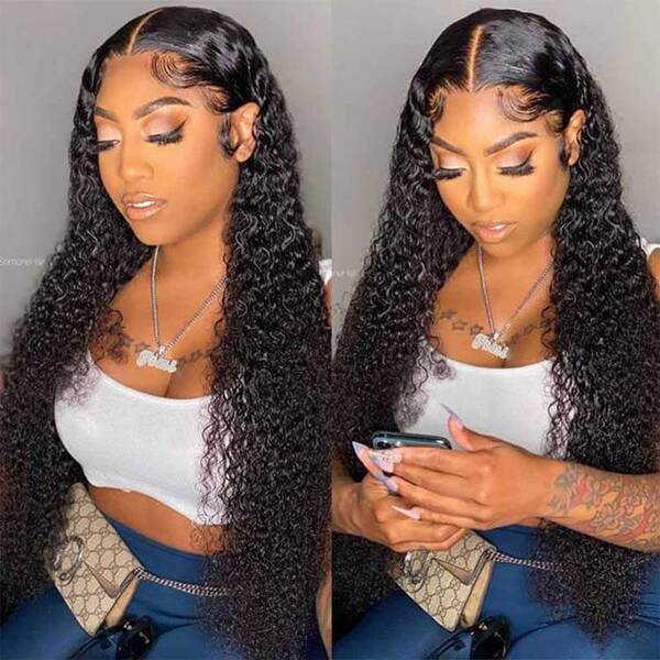 Ashimary Jerry Curl 13x4 HD Lace Wigs Human Hair Transparent Lace Front Curly Wig