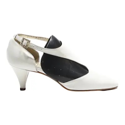 RECORD Strappy Heels White Leather Womens UK 1