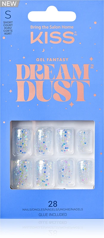 KISS Dream Dust Gel Fantasy False Nails White and Blue 28pcs