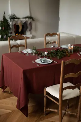Linen tablecloth in Terracotta | Size: Round 79