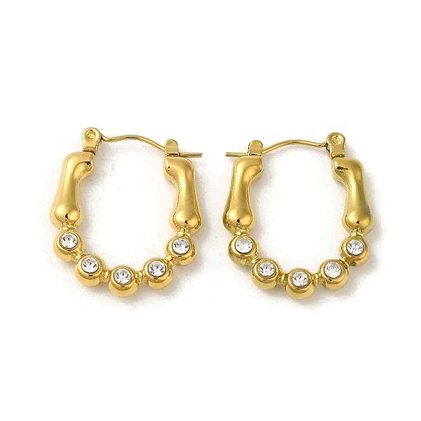 304 Stainless Steel Pave Crystal Rhinestone Hoop Earrings for Women