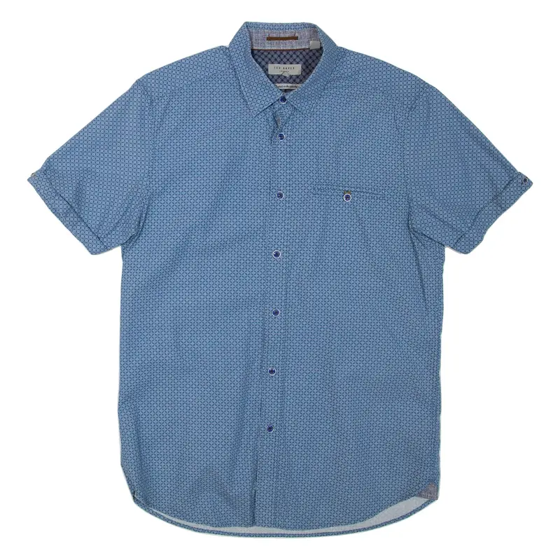 TED BAKER Mens Shirt Blue Geometric S