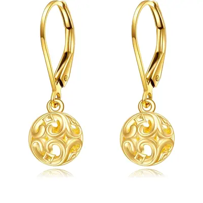 14K Gold Ivy & Ball Lever-back Earrings for Women