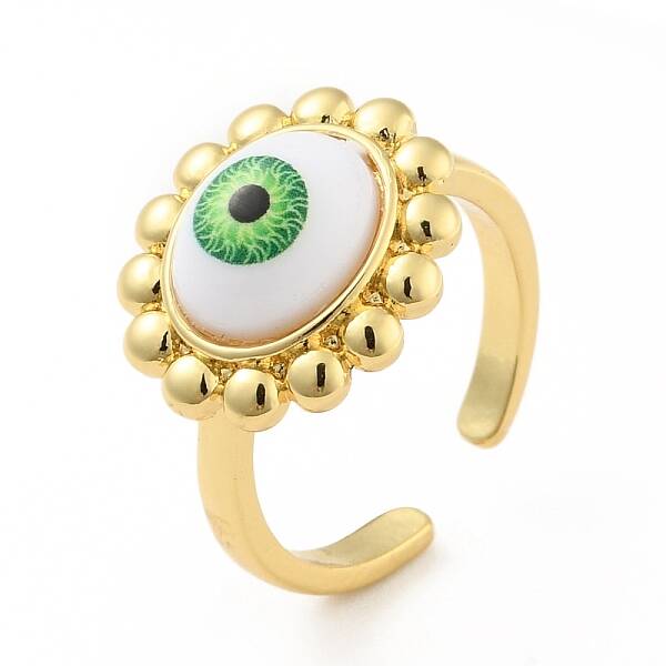 Acrylic Sun with Evil Eye Open Cuff Ring