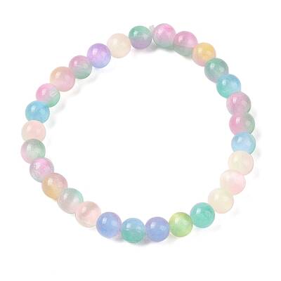 Natural Selenite Round Beaded Stretch Bracelets for Women