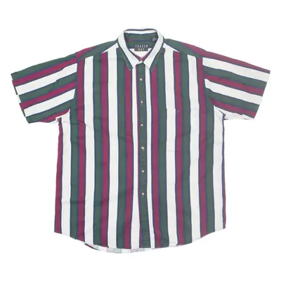 TRADER BAY Mens Shirt Green Striped L